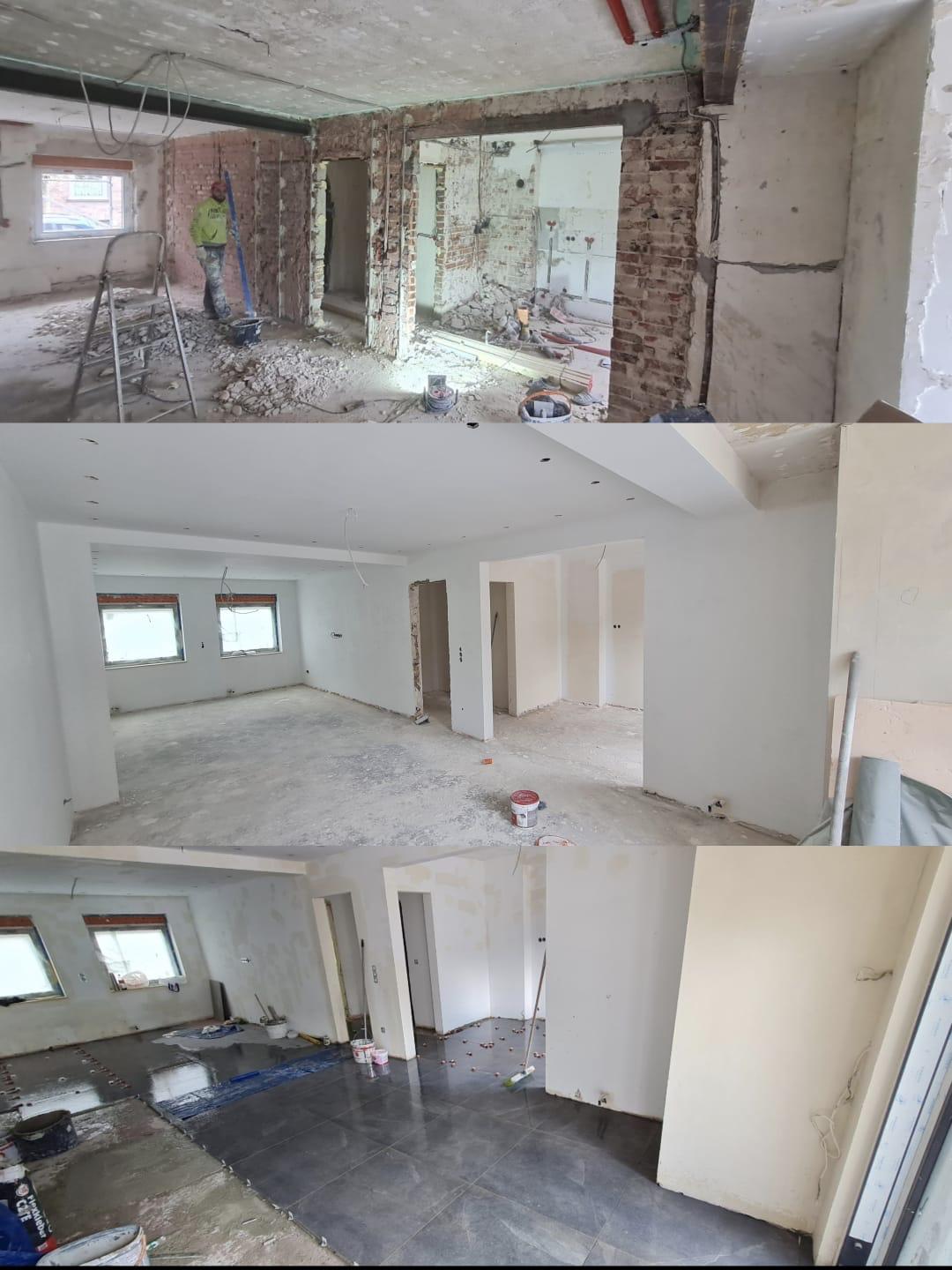 Renovierungsverlauf vom Rückbau bis zum fertigen Innenraum.